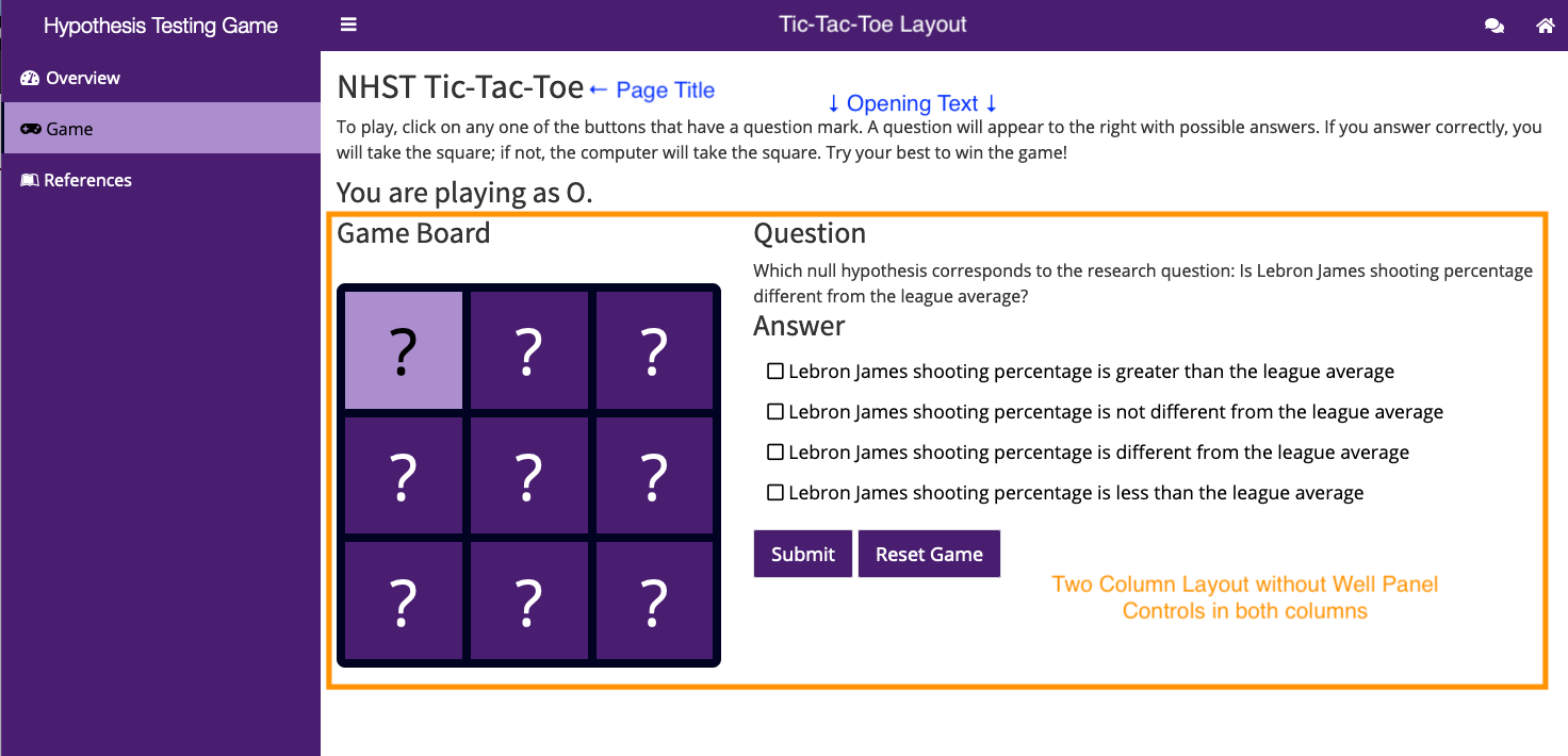 Tic-Tac-Toe Activity Page Layout
