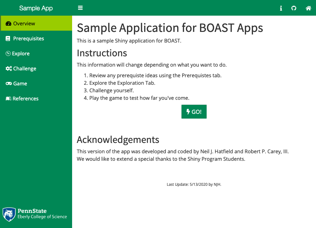 Overview Page Using the Green Palette