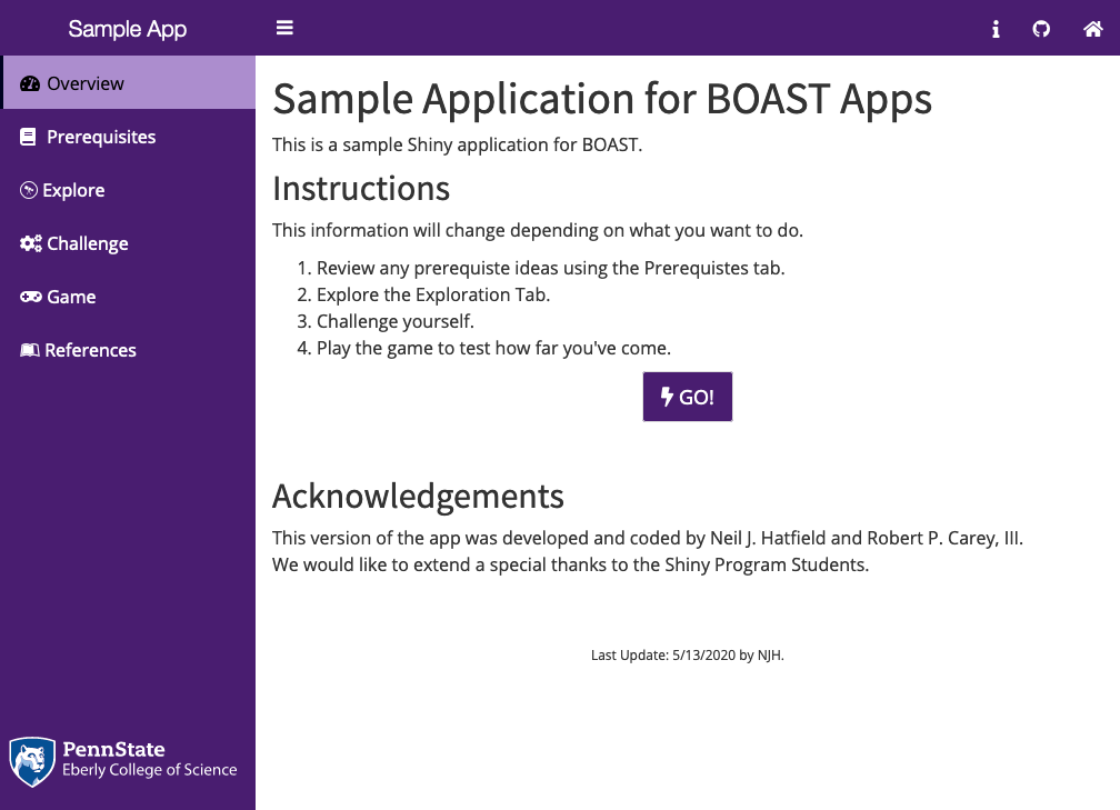 Overview Page Using the Purple Palette